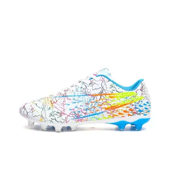 QIUTEXIONG Soccer Shoes Unisex Low Top Black/Aqua/White