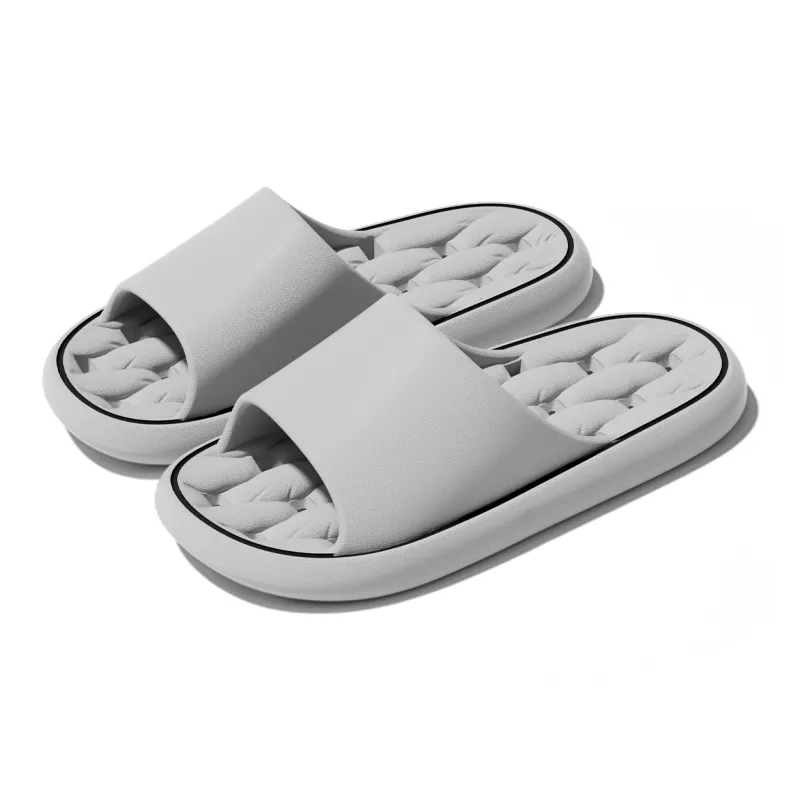Soft Solid Color Cut Out Quick Dry Bathroom Slippers, Summer Home Quiet Geometric Couple Slippers, Plus Size, Unisex-12