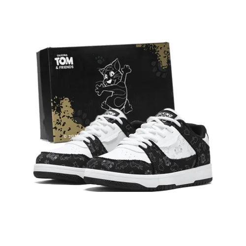 TALKING TOM Low Top Skateboard Shoes Unisex Black White