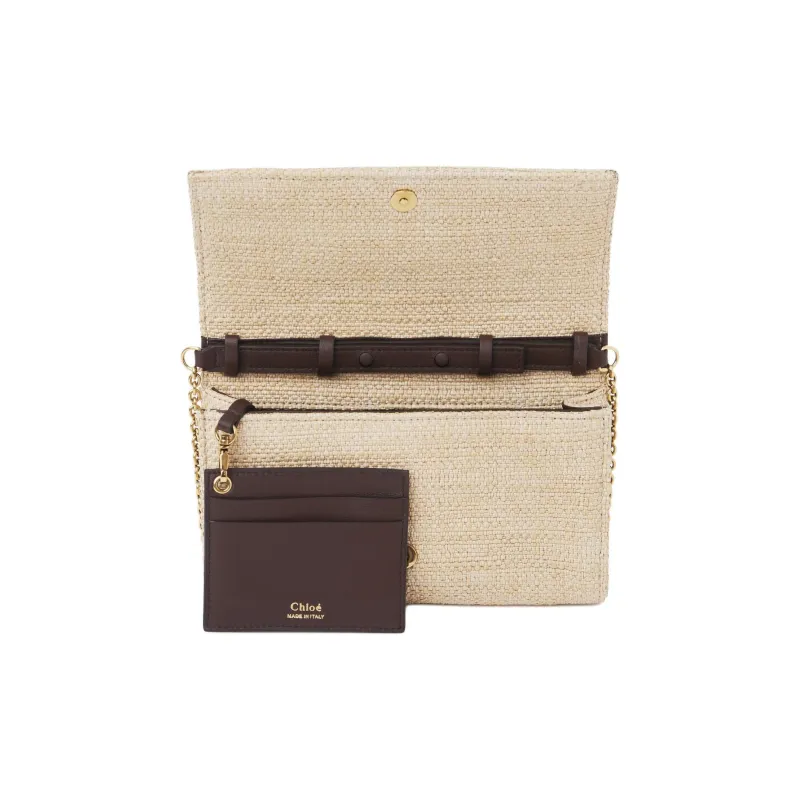 Chloe ICONIC Cotton Crossbody, One Shoulder, Wallet Small Size Women's Beige-3