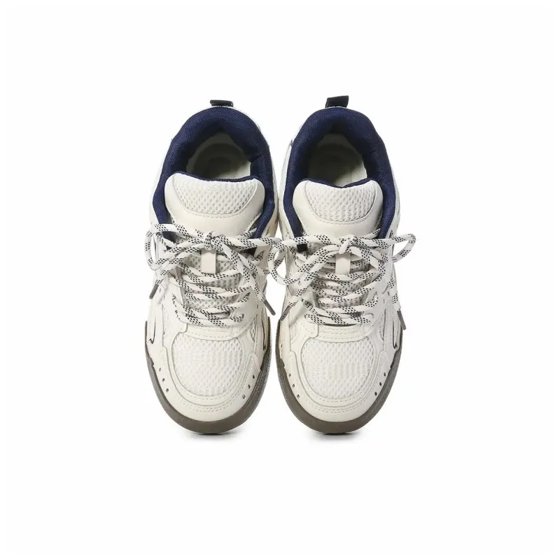 FULLXUAN Low-Top Skateboard Shoes Women's Beige Blue-4