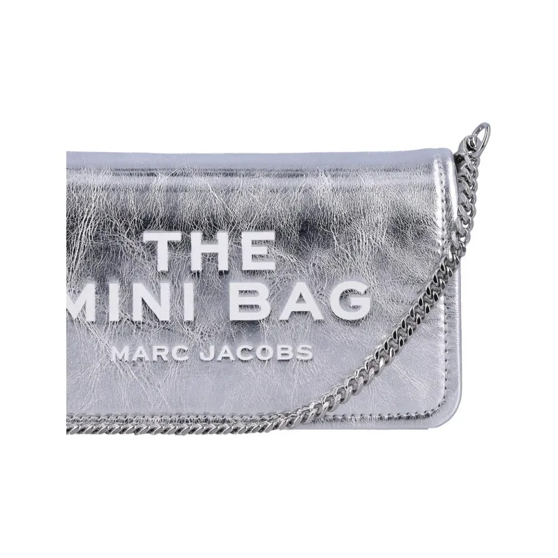 MARC JACOBS The Metallic Leather Chain Mini Shoulder Bag Silver-4