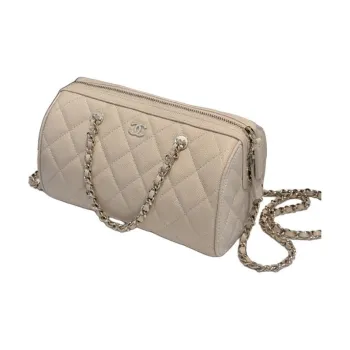 CHANEL Calfskin Shoulder Bag, Crossbody Bag, Handbag Women's Beige