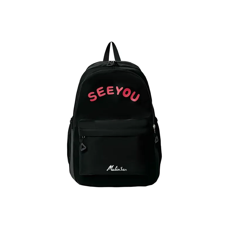 Mulinsen Nylon Backpack Unisex Black/White/Yellow-0