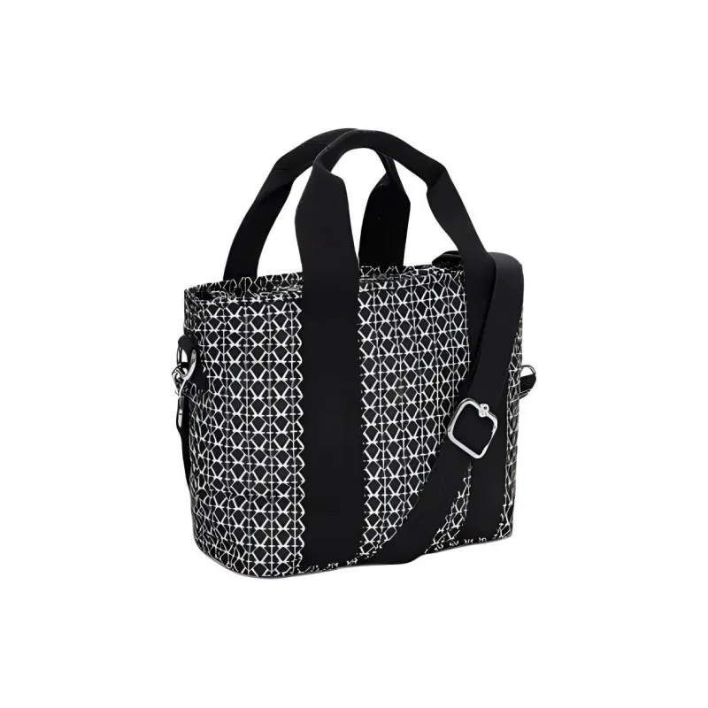Kipling Polyester Tote Bag, Shopping Bag, Shoulder Bag Small Size Unisex Black White Monogram Print-2