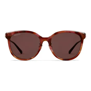 GUCCI Metal Acetate Round Sunglasses Women's Brown