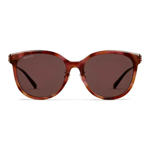 GUCCI Metal Acetate Round Sunglasses Women's Brown