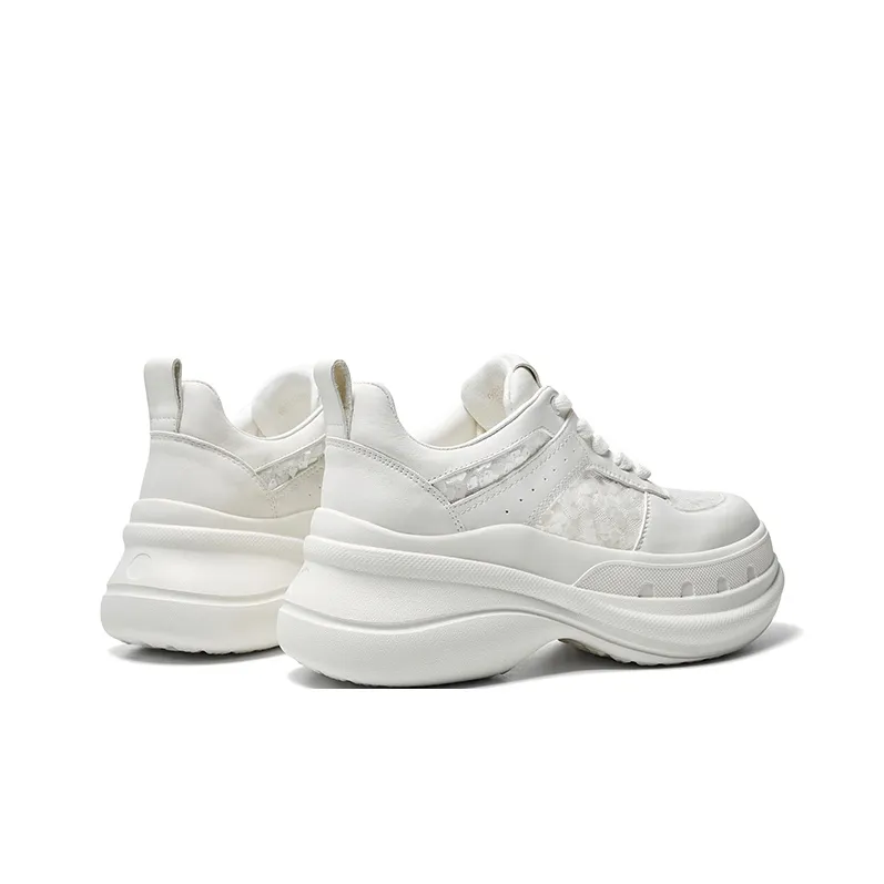 CHERYKALLY Low Top Chunky Sneakers Women's Clear Glass White-2