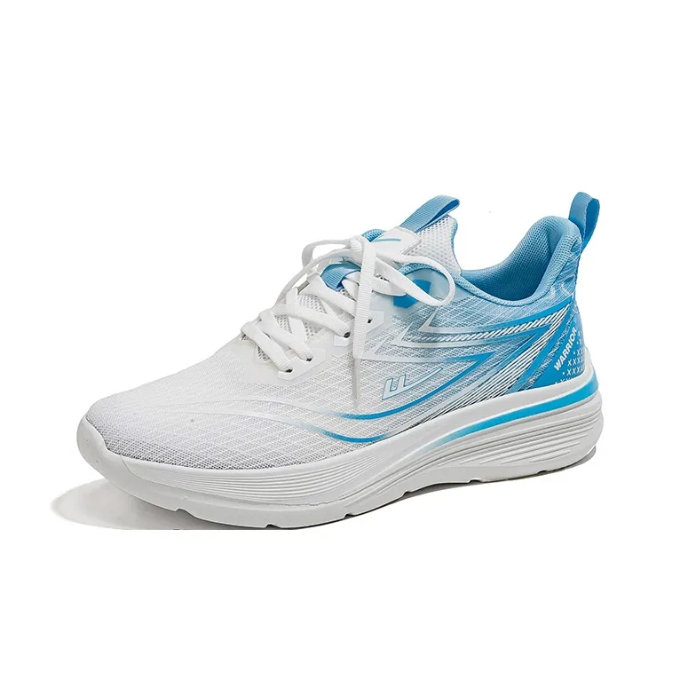 Warrior Cushioning, Slip Resistant, And Abrasion Resistant Low Top Casual Running Shoes Men's White Light Blue-1