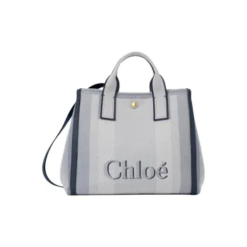 Chloe Cotton Tote Bag, Shopping Bag, Shoulder Bag, Handbag Regular Women's Blue