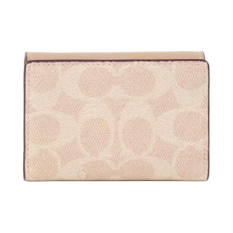 COACH Micro Coated Canvas With Leather Wallet Mini Women's Sand & Taupe-4