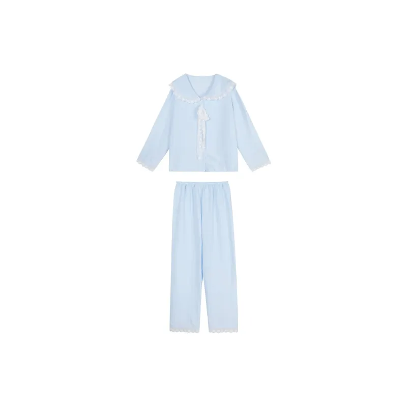 Joycefuuu Bra Pajama Set Women's Light Blue-0
