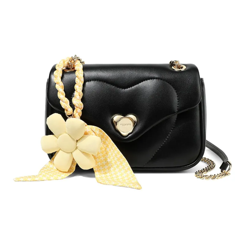 Teenmix Cowhide Split Leather Shoulder Bag, Chain Bag, Crossbody Bag, Shoulder Bag Regular Women's Ecru/Pink/Black-11