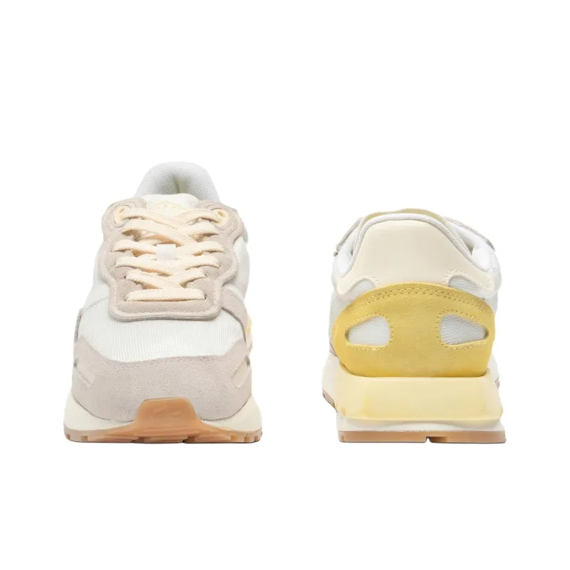LACOSTE Anti Slip Wear Resistant Low Top Running Shoes Women's Beige Yellow-4
