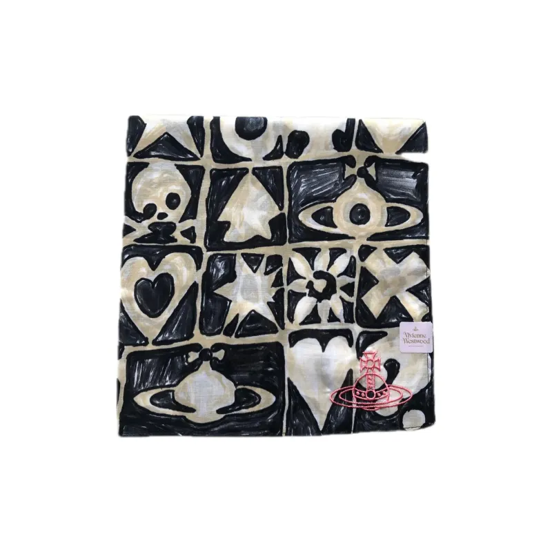 Vivienne Westwood Cotton Silk Scarves Unisex Black-1
