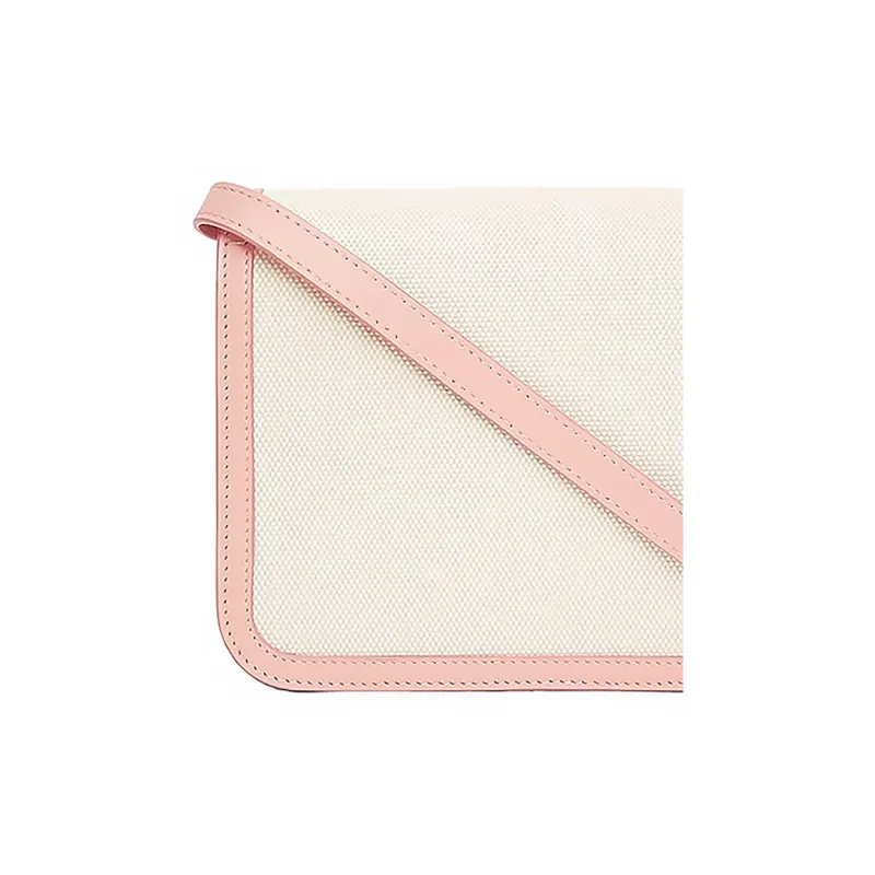 Burberry Canvas Cow Leather Patchwork Crossbody Bag Shoulder Bag Small Size Women's Pink-3