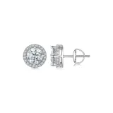 Classic Four-Prong Ribbed Stud Earrings in Silver