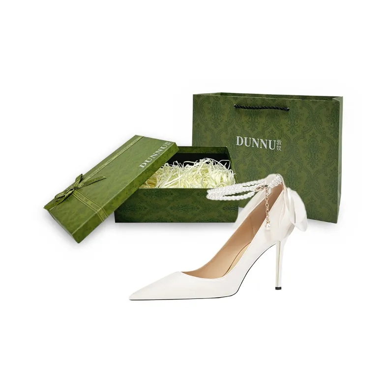 Dunnu Slim Heel High Heels 9cm Women's Red Gift Box Set-10