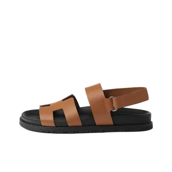 HERMES Genius One Strap Sandals Women's Brown