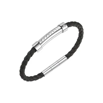 Police Leather Bracelets Men's Gray