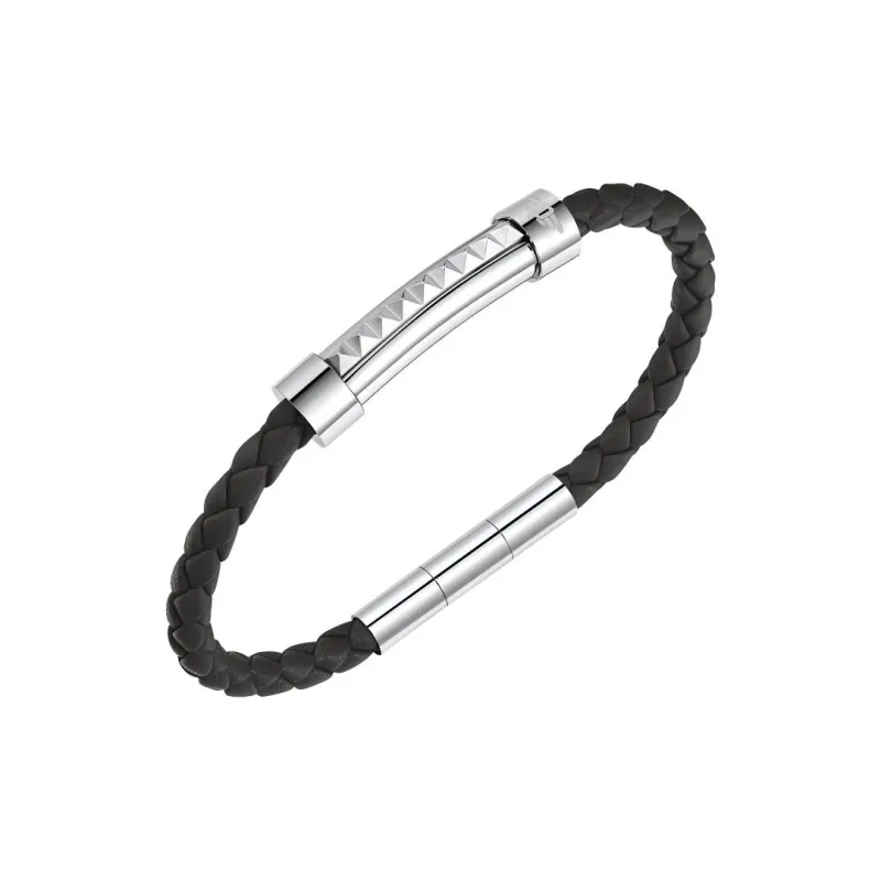 Police Leather Bracelets Men's Gray-0
