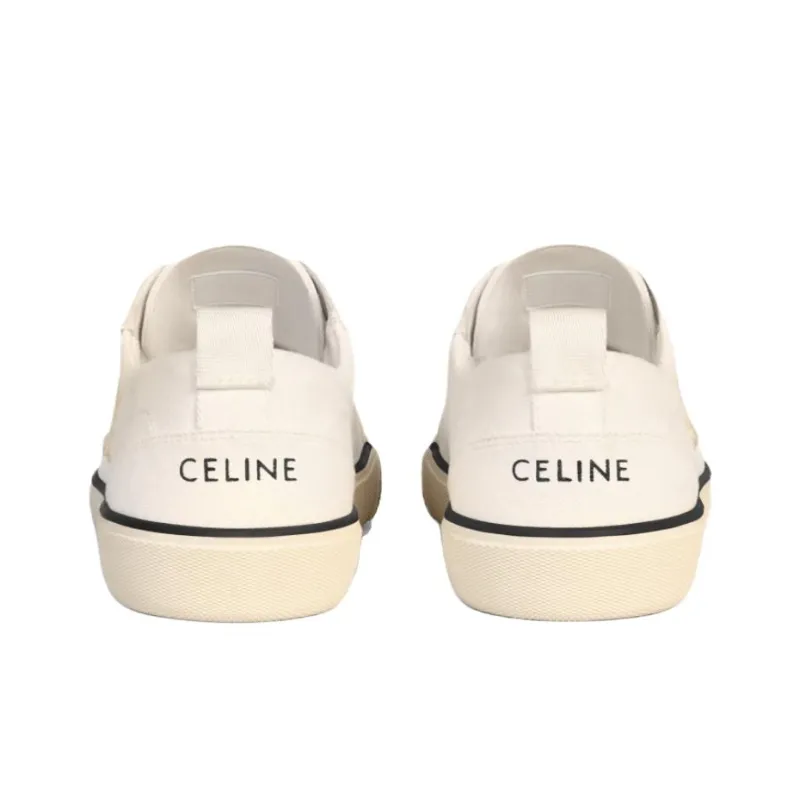 CELINE Triomphe Low Top Canvas Shoes Women's White-3