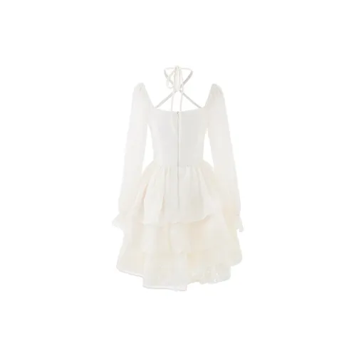 Flowers In Water Long Sleeved Dress Women's Apricot