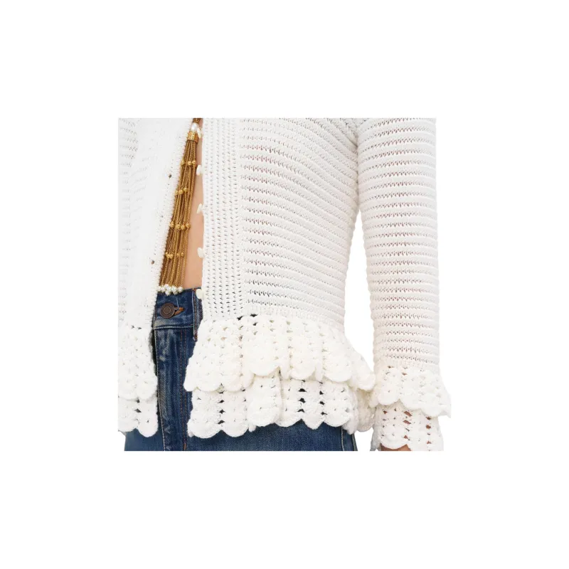 Chloé Ruffled hem Crochet Cardigan-4