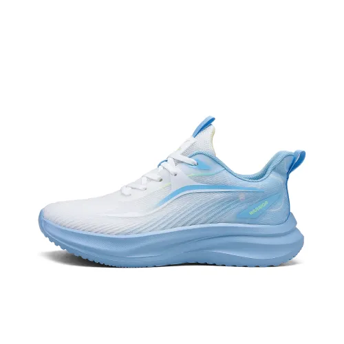 Warrior Non slip Wear resistant Shock Absorption Low Top Casual Running Shoes Men's White Light Blue