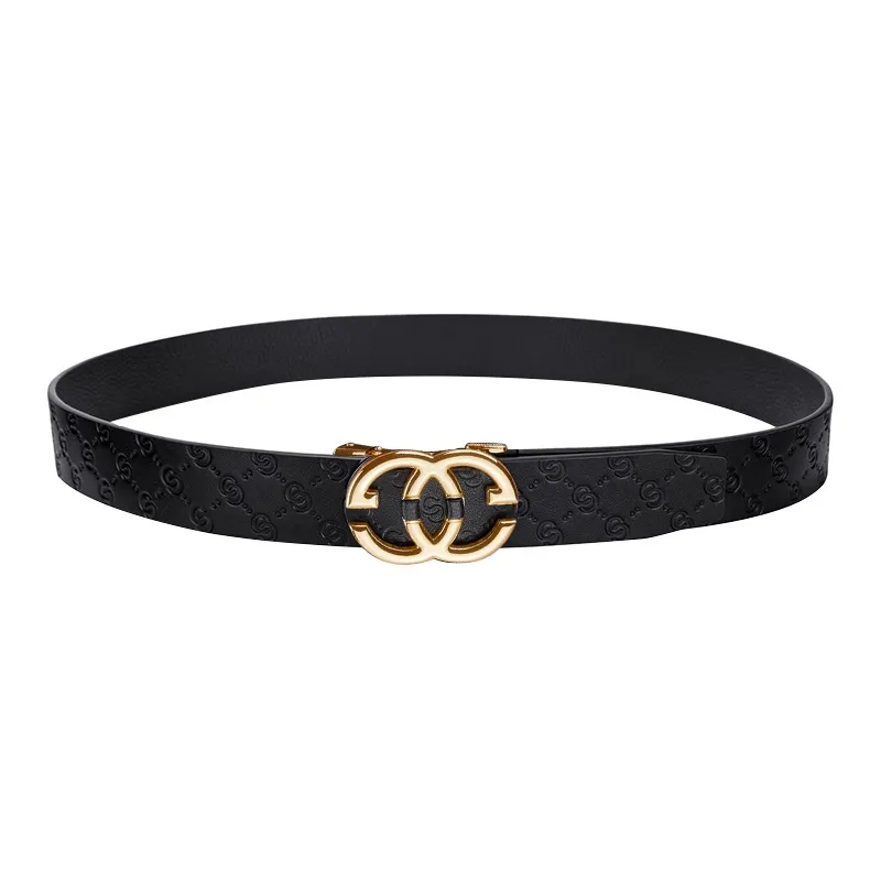 Cheekkiss Cow Leather Belts Men's Gunmetal Silver Gold 3.5cm-0