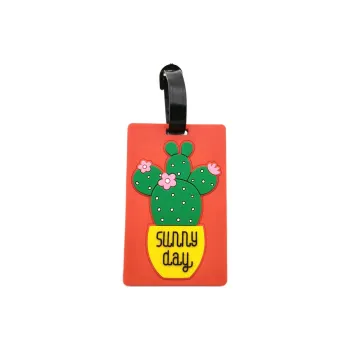RUYISHI PVC Luggage Tag Unisex Red Cactus