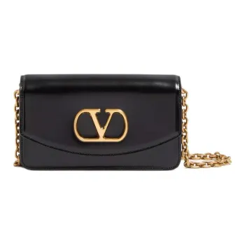 Valentino GARAVANI Cow Leather Crossbody Bag Shoulder Bag Small Size Women's Black