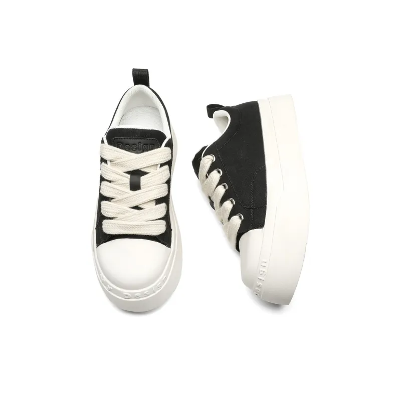 APRHE Anti Slip And Wear Resistant Height Increasing Low Top Skateboard Shoes Unisex Black-6