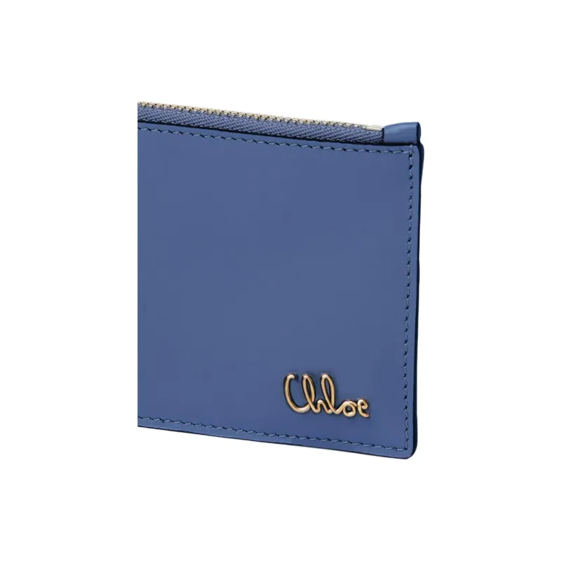 Chloe ICONIC Shiny Calfskin Wallet Small Size Women's Blue-4