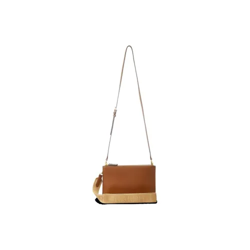 Ralph Lauren Landyn Cow Leather Crossbody Bag Shoulder Bag Medium Size Women's Brown Yellow