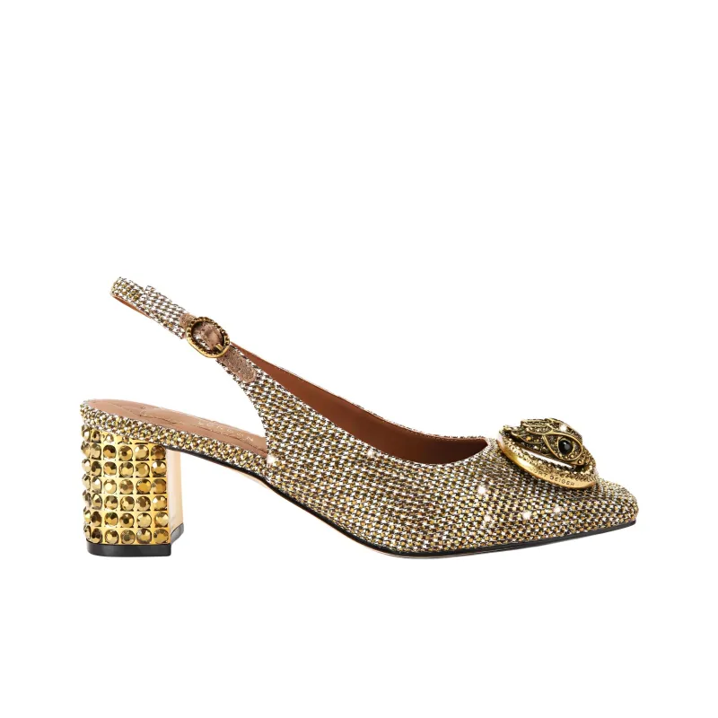Kurt Geiger London Chelsea Chunky Heel High Heels 6cm Women's Gold-1