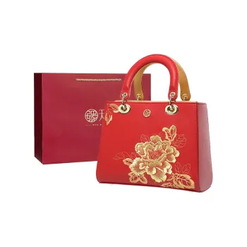 Pmsi Cow Leather Lady Dior Bag Handbag Medium Size Women's Red