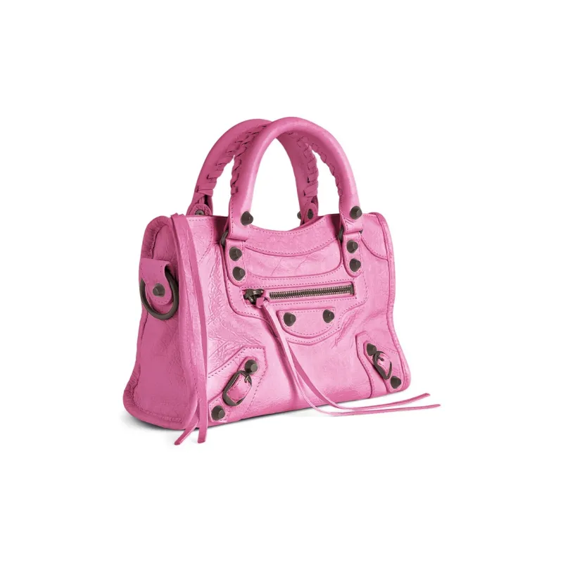 Balenciaga Le City Lambskin One Shoulder Handbags Mini Women's Pink-2
