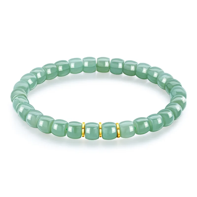 Lao Feng Xiang Hetian Jade Bracelets Green Jade Women's-0