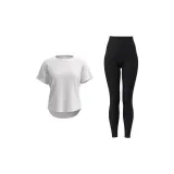 Pure White Short-Sleeved Shirt+Starry Black Seamless Pants