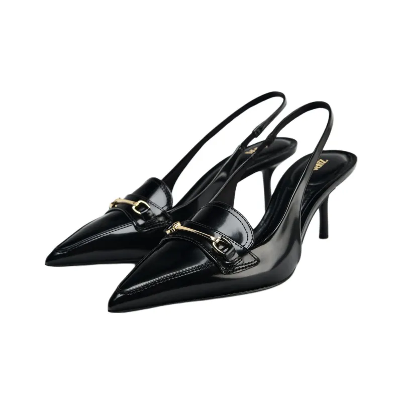 ZARA Slim Heel High Heels 7cm Women's Black-2