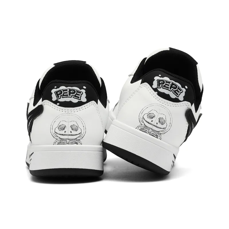 Pepe The Frog Skateboard Shoes Unisex Low Top Black & White/Beige Blue-18