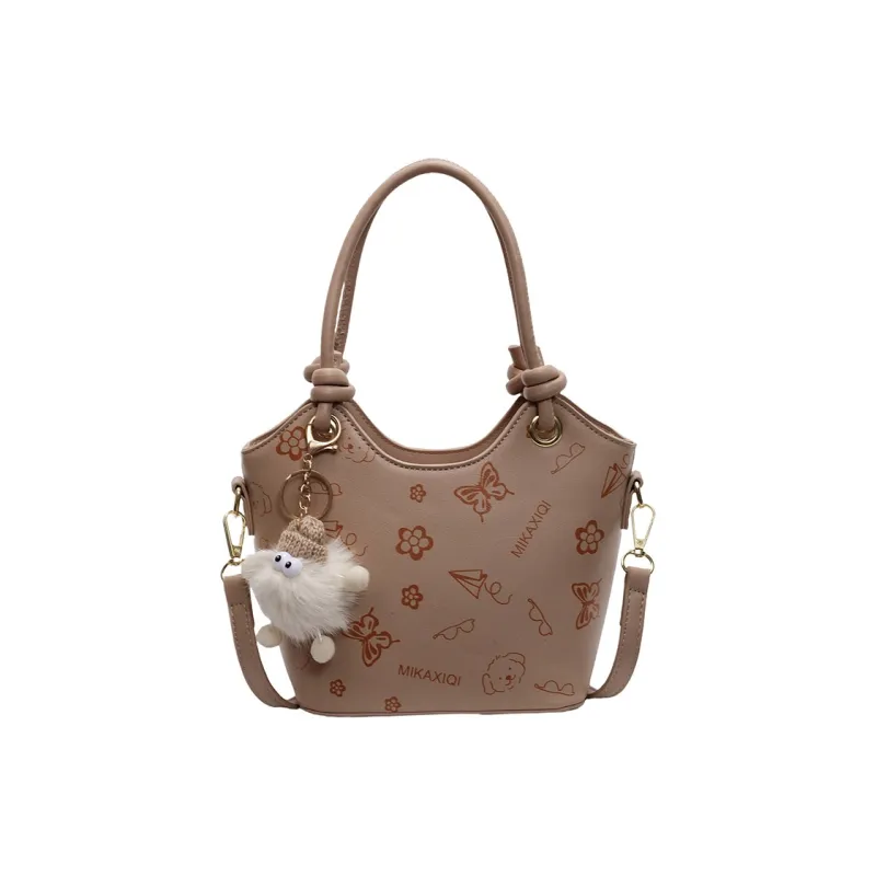 Yalu PU Bucket Bag Handbag Women's Ecru/Black/Khaki/Pink-6