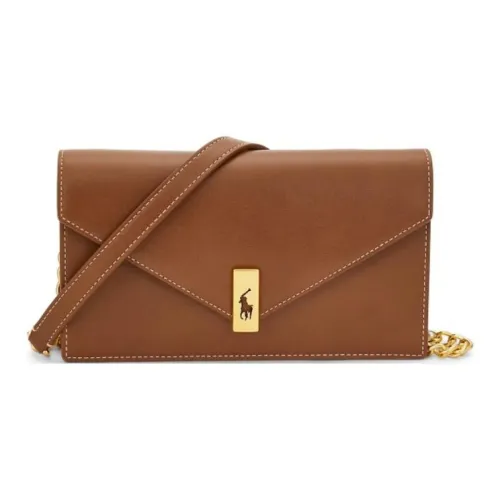 Polo Ralph Lauren Polo ID Cow Leather Envelope Bag Crossbody Bag Shoulder Bag Women's Brown