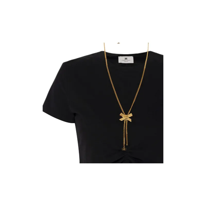 Elisabetta Franchi Bow Necklace Jersey T shirt-5