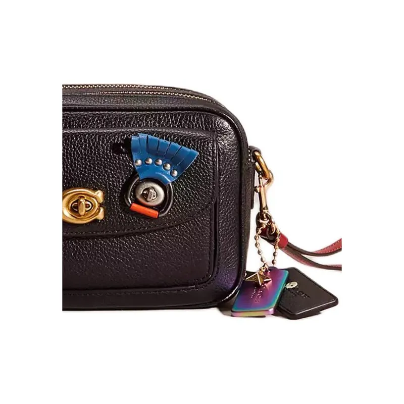 COACH Willow Leather Camera Bag Shoulder Bag Crossbody Bag Small Size Women's Black-3