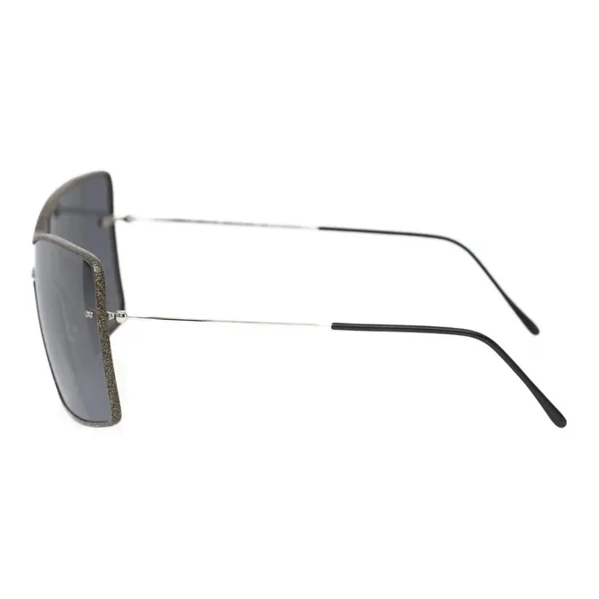 Frankie Morello Metal Irregular Shape Sunglasses Women's Black-2