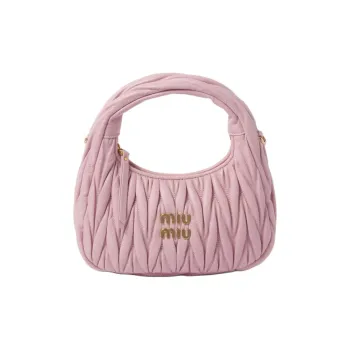 MIU MIU Wander Series Soft Sheep Leather Crescent Bag Handbag Trumpets Women's Pink
