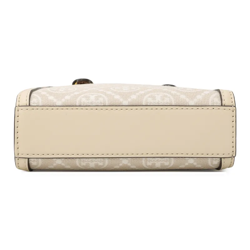 TORY BURCH T Monogram Mini Tote Almond White-3