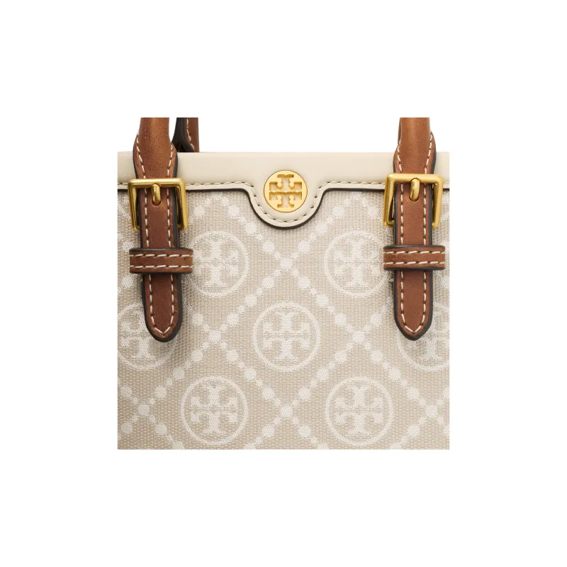 TORY BURCH T Monogram Mini Tote Almond White-4
